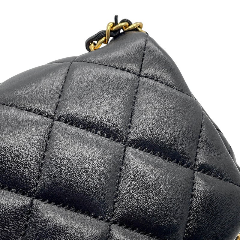 シャネル チェーンショルダーバッグ マトラッセ ココマーク ラムスキン AS3473 CHANEL フラップ バッグ 黒