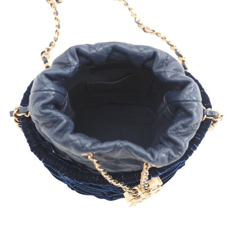 シャネル チェーンショルダーバッグ ココマーク マトラッセ ドローストリング レザー/ベルベット CHANEL バッグ