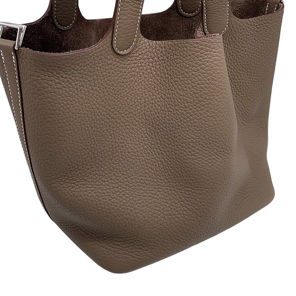 エルメス ハンドバッグ ピコタンロックMM エトゥープ/シルバー金具 トリヨンクレマンス W刻印