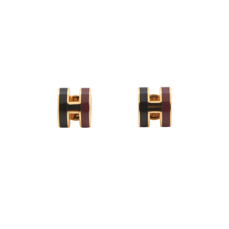 エルメス ピアス ミニ・ポップアッシュ ロカバール ギャラクシー/ゴールド金具 HERMES Pop H ポップH 黒