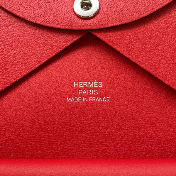 エルメス コインケース カルヴィ デュオ  ドッグ ルージュトマト/シルバー金具 スイフト K刻印