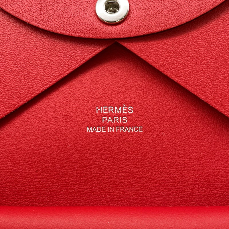 エルメス コインケース カルヴィ デュオ  ドッグ ルージュトマト/シルバー金具 スイフト K刻印