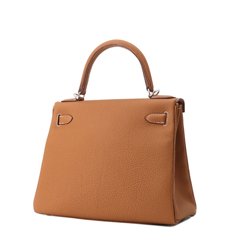 エルメス ハンドバッグ ケリー28 内縫い ゴールド/シルバー金具 トゴ W刻印 HERMES Kelly 2wayバッグ
