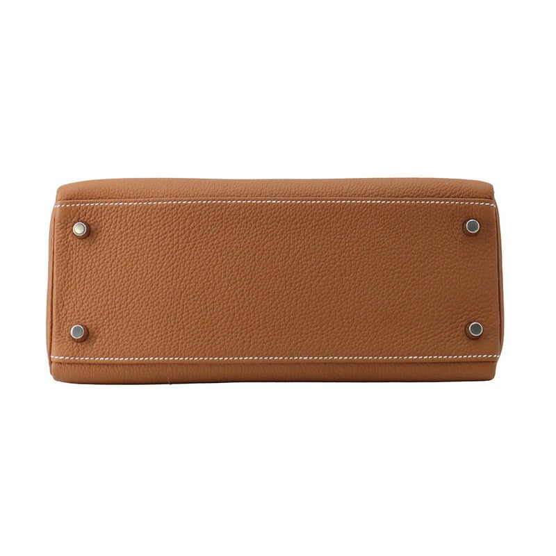エルメス ハンドバッグ ケリー28 内縫い ゴールド/シルバー金具 トゴ W刻印 HERMES Kelly 2wayバッグ