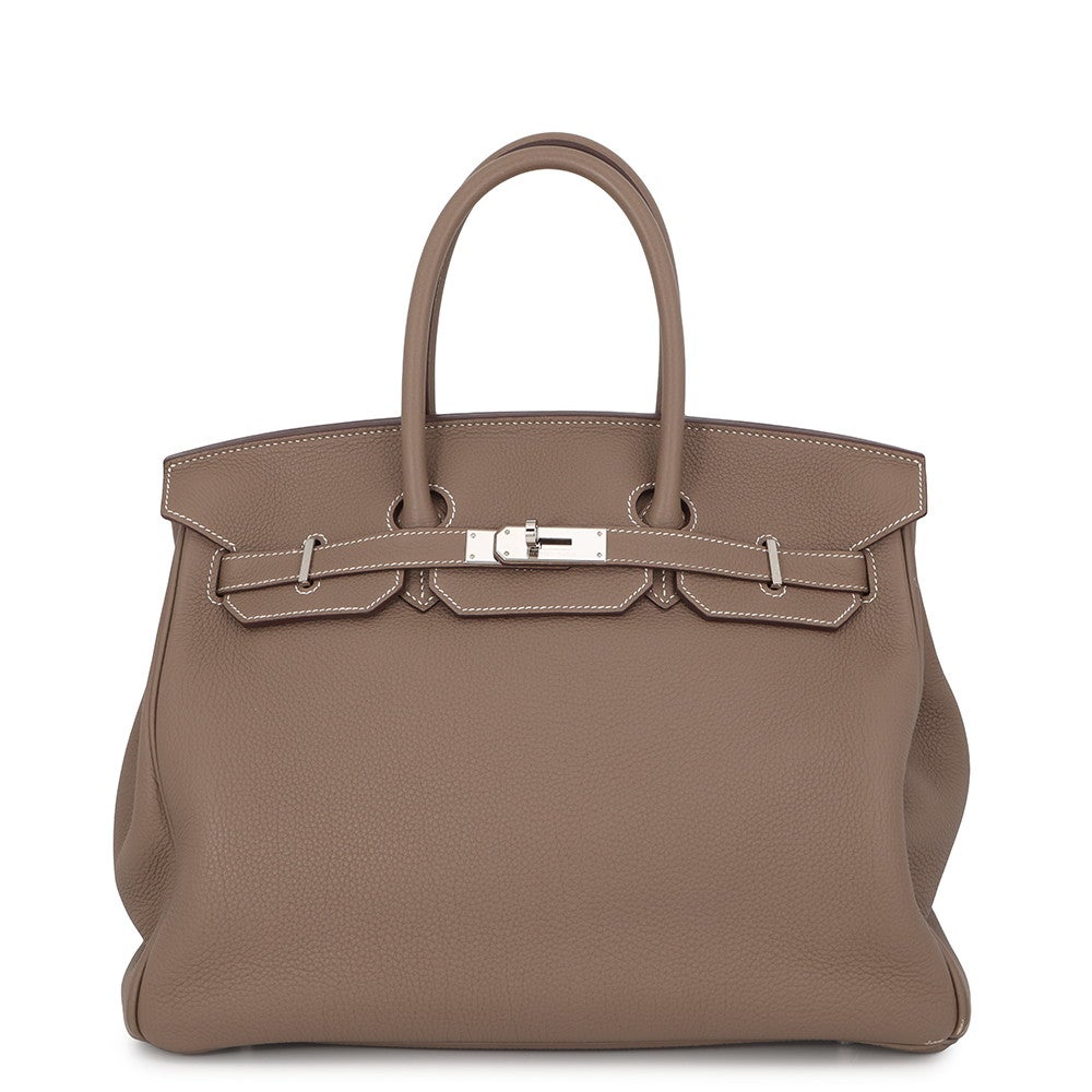 エルメス バーキン35 エトゥープ/シルバー金具 トゴ B刻印 HERMES
