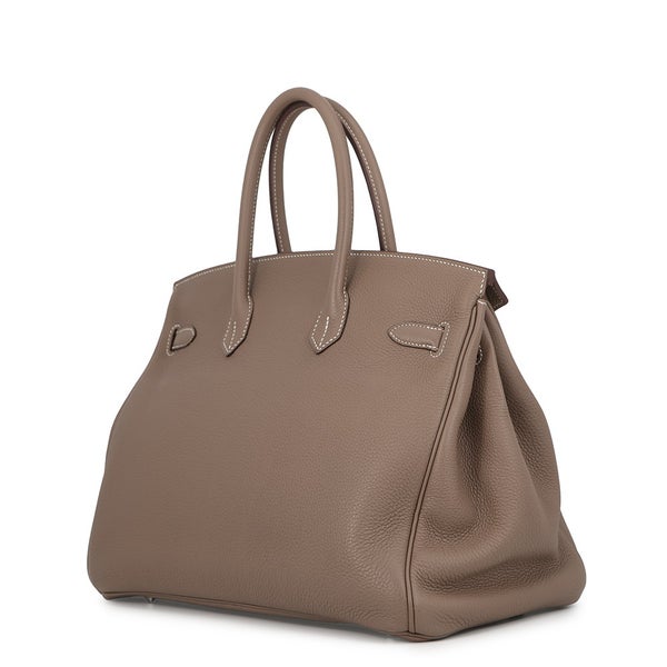 エルメス バーキン35 エトゥープ/シルバー金具 トゴ B刻印 HERMES Birkin ハンドバッグ