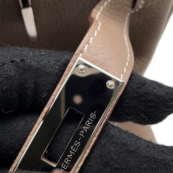 エルメス バーキン35 エトゥープ/シルバー金具 トゴ B刻印 HERMES Birkin ハンドバッグ