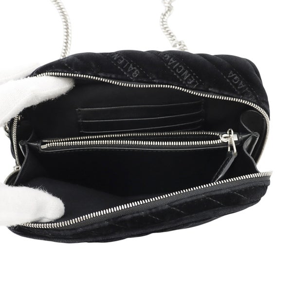 バレンシアガ チェーンショルダーバッグ BB レポーターXS ベロア 526678 BALENCIAGA 黒