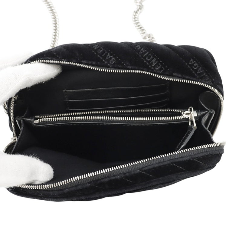 バレンシアガ チェーンショルダーバッグ BB レポーターXS ベロア 526678 BALENCIAGA 黒