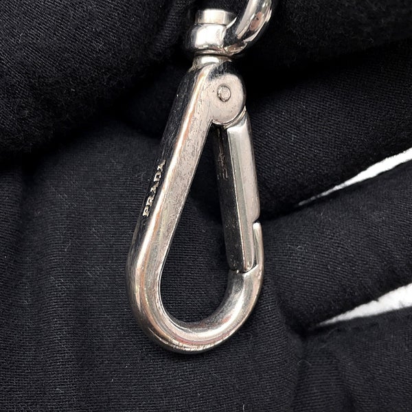 プラダ ハンドバッグ フラワーモチーフ ナイロン PRADA ２wayショルダー 黒