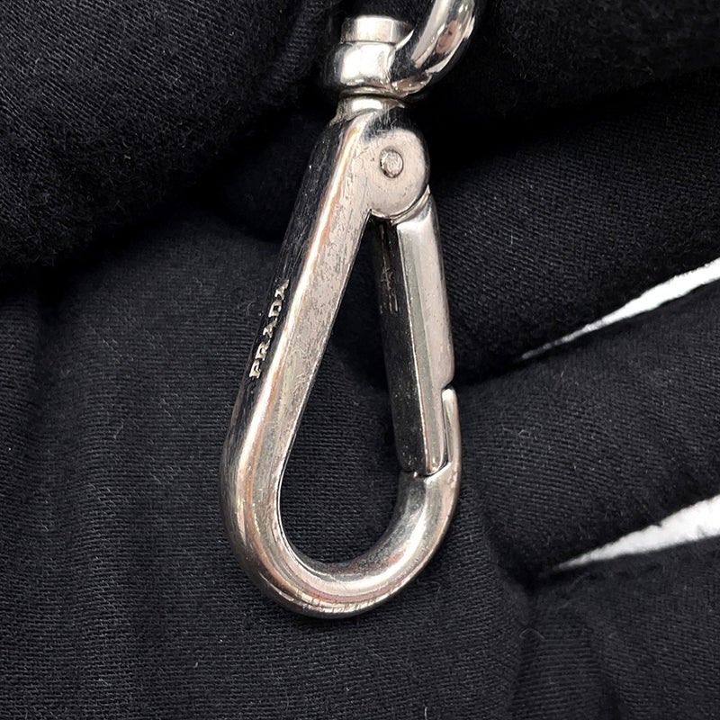 プラダ ハンドバッグ フラワーモチーフ ナイロン PRADA ２wayショルダー 黒