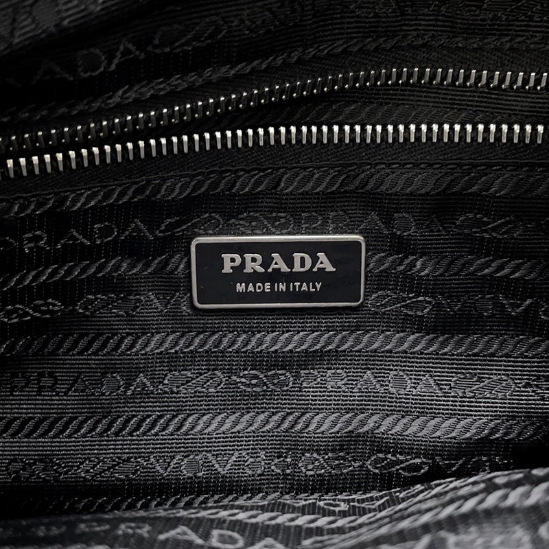 プラダ ハンドバッグ フラワーモチーフ ナイロン PRADA ２wayショルダー 黒