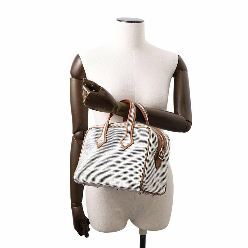 エルメス ヴィクトリア 3 フールトゥ ミニ ゴールド/エクリュ/ブラック/シルバー金具 トワルキャドリーユ/スイフト W刻印 2way