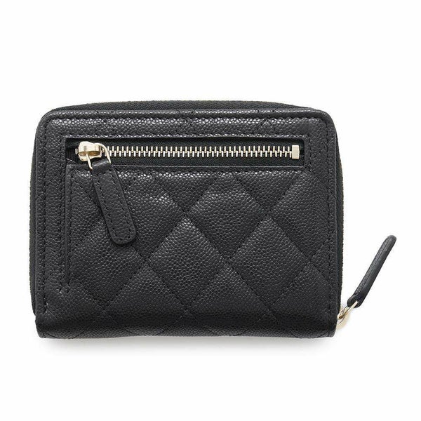 シャネル 二つ折り財布 マトラッセ スモールウォレット ココマーク キャビアスキン AP4652 CHANEL 財布 黒
