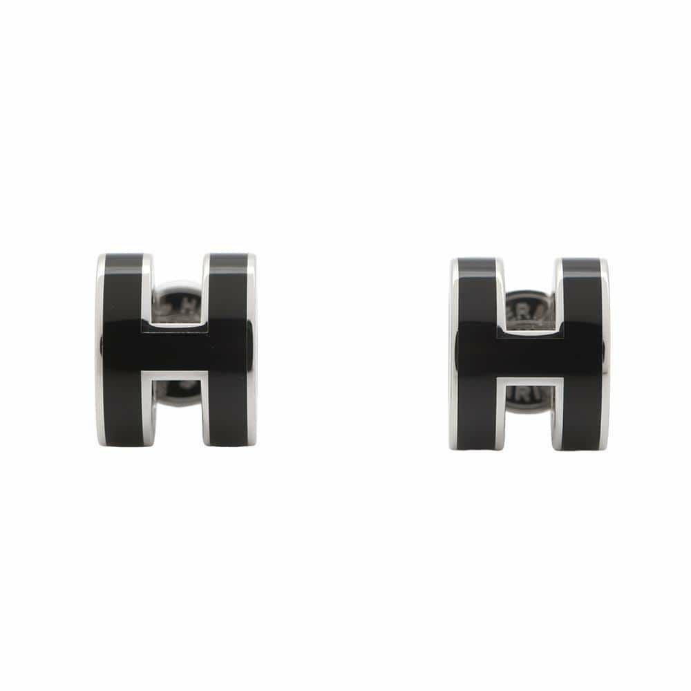 エルメス ピアス ミニ・ポップアッシュ ブラック/シルバー金具 H