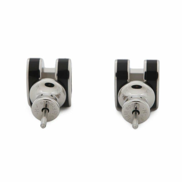 エルメス ピアス ミニ・ポップアッシュ ブラック/シルバー金具 Hモチーフ HERMES Pop H ポップH 黒