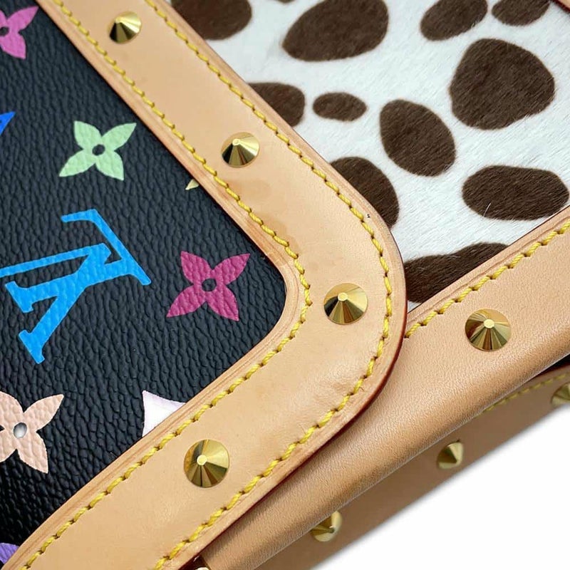 ルイヴィトン ハンドバッグ モノグラム・マルチカラー ハラコ サック・ダルメシアン M92825 ヴィトン ブラック 黒