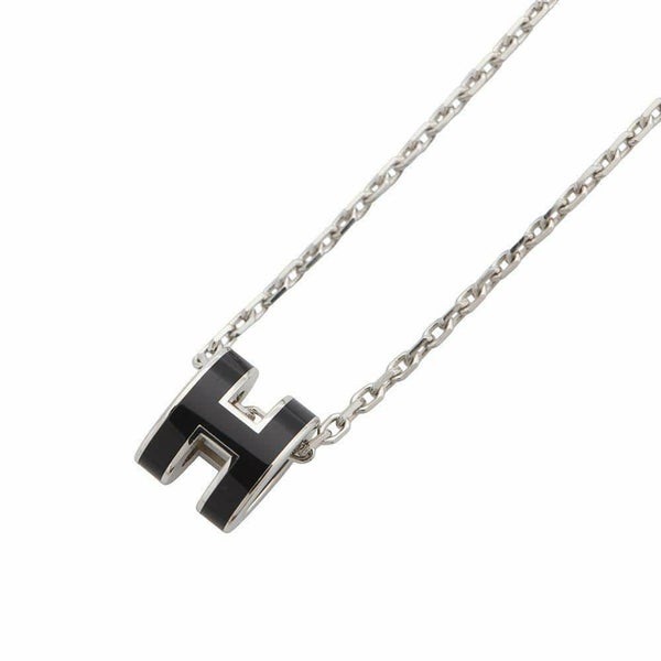 エルメス ネックレス ミニ・ポップアッシュ ブラック/シルバー金具 HERMES アクセサリー 黒