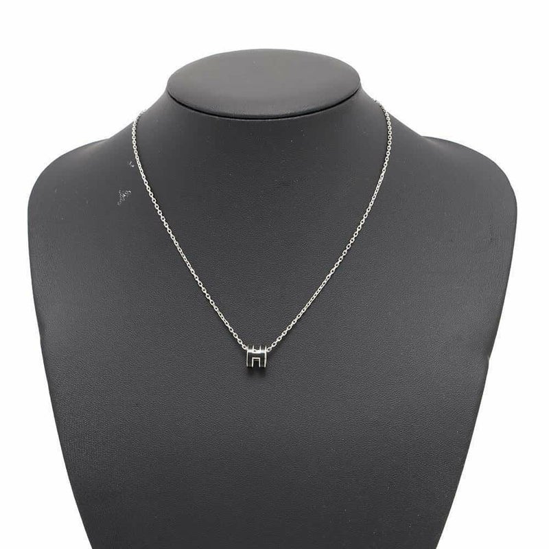 エルメス ネックレス ミニ・ポップアッシュ ブラック/シルバー金具 HERMES アクセサリー 黒