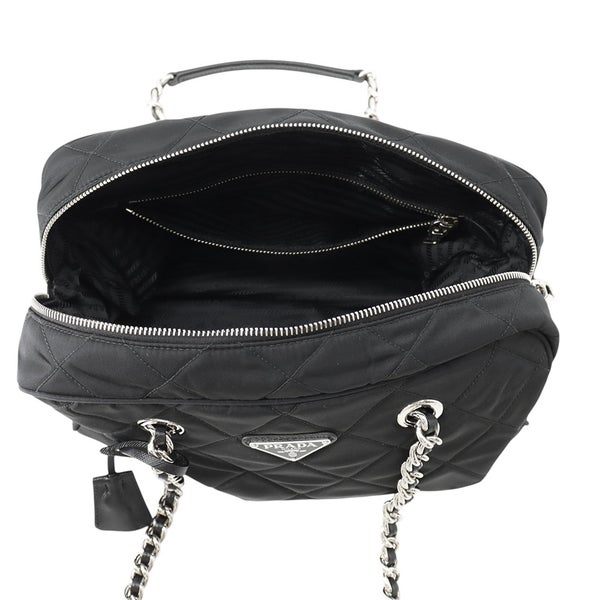 プラダ チェーンショルダーバッグ トライアングルロゴ キルティング ナイロン 1BB903 PRADA 黒