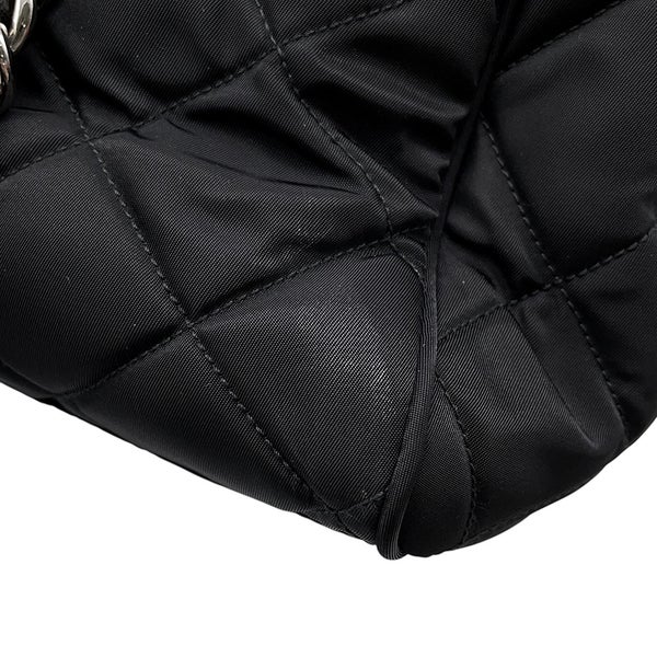 プラダ チェーンショルダーバッグ トライアングルロゴ キルティング ナイロン 1BB903 PRADA 黒