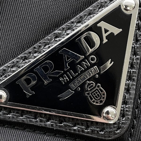 プラダ チェーンショルダーバッグ トライアングルロゴ キルティング ナイロン 1BB903 PRADA 黒