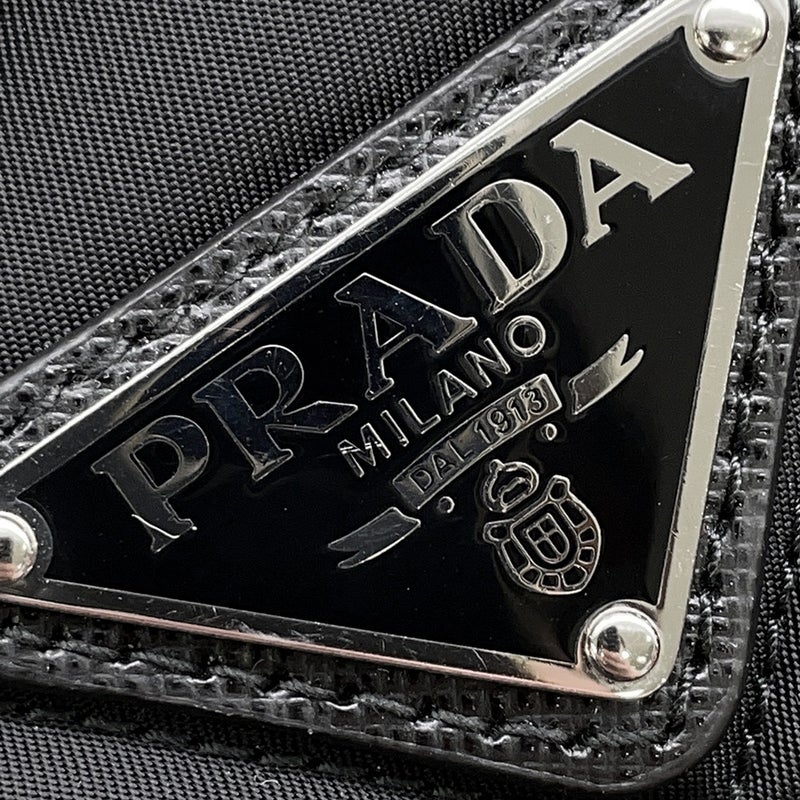 プラダ チェーンショルダーバッグ トライアングルロゴ キルティング ナイロン 1BB903 PRADA 黒