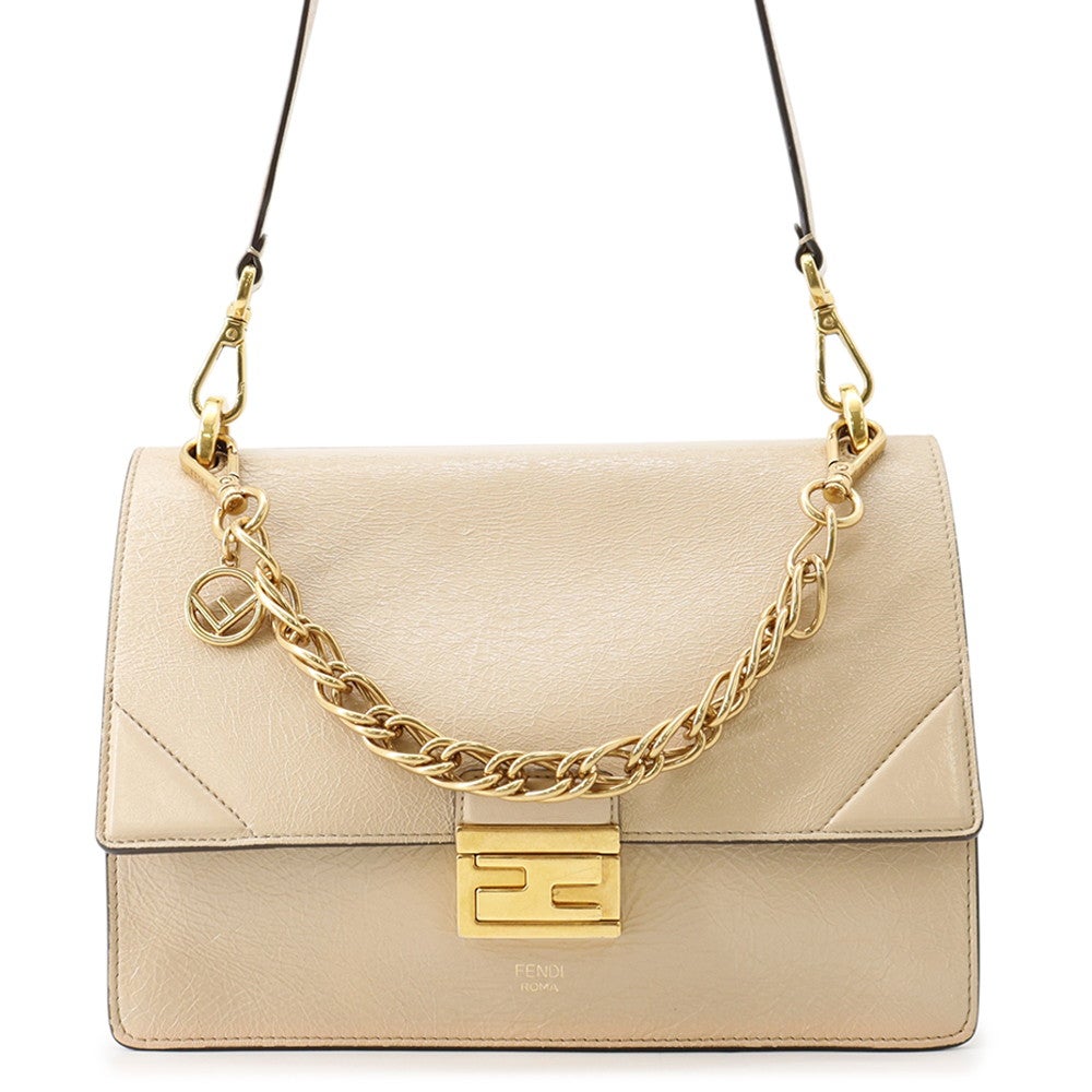 Fendi ゴールド パーティーバッグ フェンディ ショルダーバッグ キャンユー レザー 8BT313 FENDI 2way