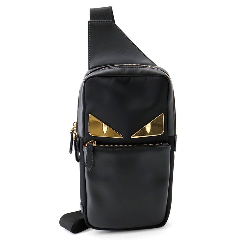 フェンディ ボディバッグ モンスター バグズアイ ナイロン/レザー 7VZ033 FENDI バッグ 黒