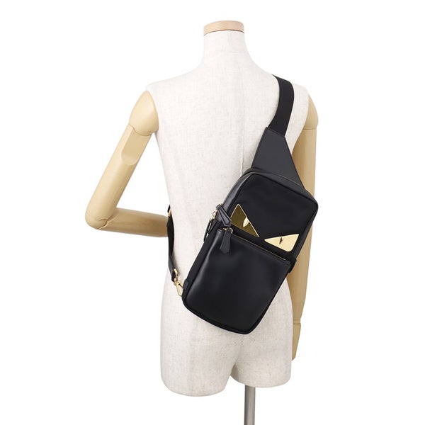 フェンディ ボディバッグ モンスター バグズアイ ナイロン/レザー 7VZ033 FENDI バッグ 黒