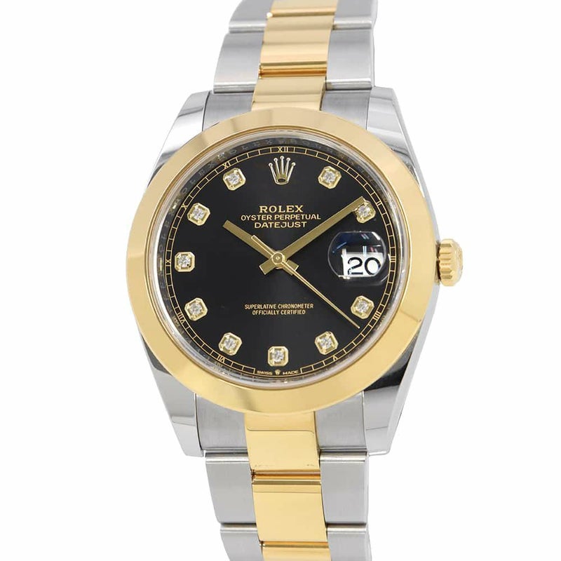 ロレックス デイトジャスト 41 SS/K18YG 126303G ROLEX 腕時計 黒文字盤 10Pダイヤ