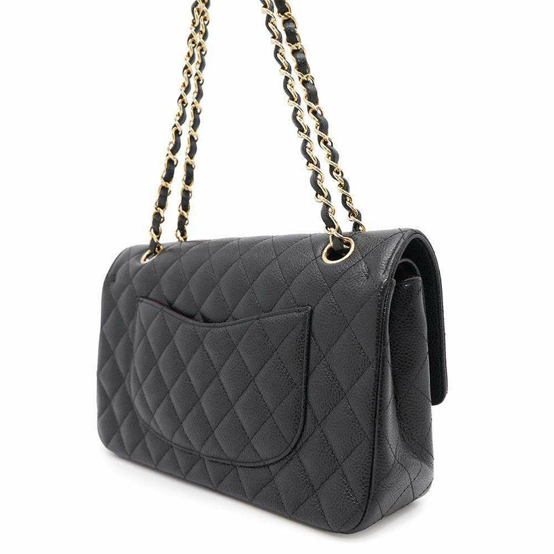 シャネル チェーンショルダーバッグ マトラッセ25 ココマーク キャビアスキン ダブルチェーン A01112 CHANEL 黒