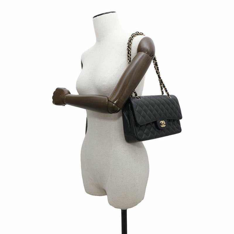 シャネル チェーンショルダーバッグ マトラッセ25 ココマーク キャビアスキン ダブルチェーン A01112 CHANEL 黒