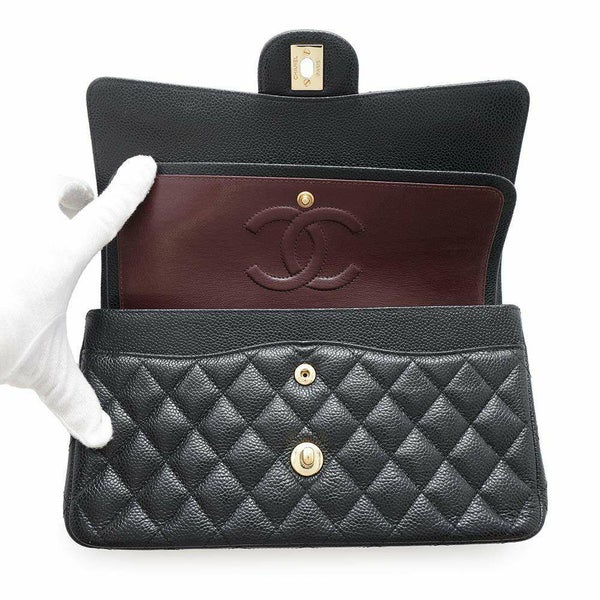 シャネル チェーンショルダーバッグ マトラッセ25 ココマーク キャビアスキン ダブルチェーン A01112 CHANEL 黒