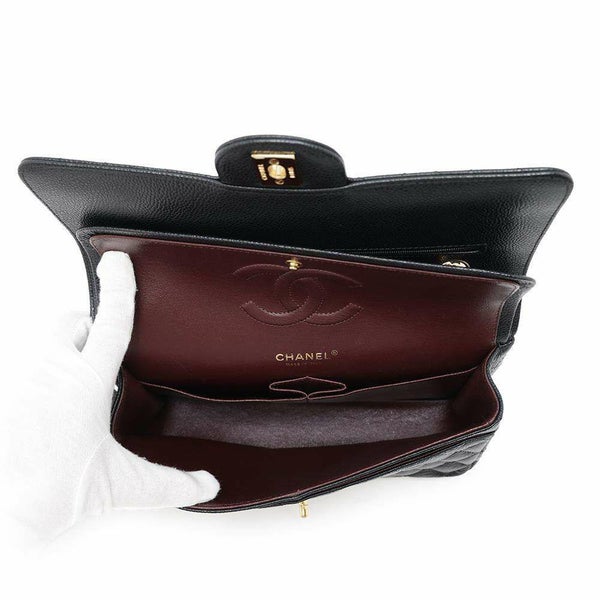 シャネル チェーンショルダーバッグ マトラッセ25 ココマーク キャビアスキン ダブルチェーン A01112 CHANEL 黒