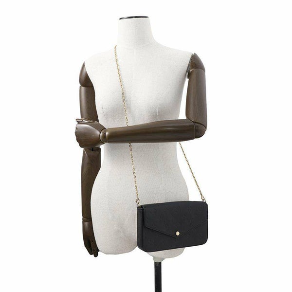 ルイヴィトン チェーンウォレット モノグラム・アンプラント ポシェット・フェリシー M64064 ブラック 黒