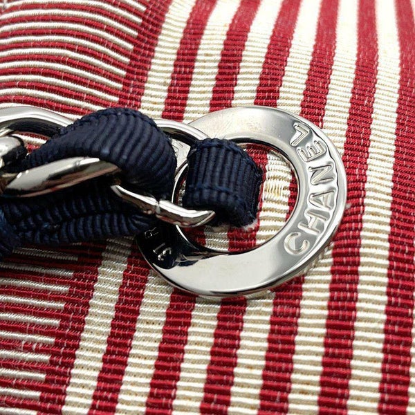 シャネル チェーントートバッグ ココマーク ボーダー  デニム A48450 CHANEL チェーンショルダーバッグ