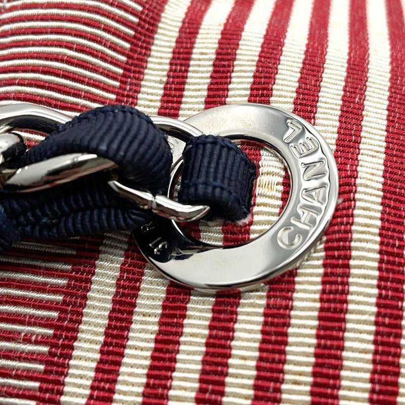 シャネル チェーントートバッグ ココマーク ボーダー  デニム A48450 CHANEL チェーンショルダーバッグ