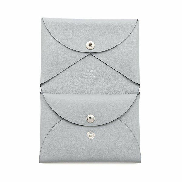 エルメス コインケース カルヴィ デュオ ブルーグラシエ/シルバー金具 エバーカラー W刻印 財布
