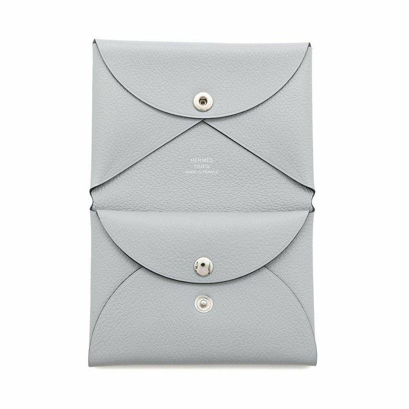 エルメス コインケース カルヴィ デュオ ブルーグラシエ/シルバー金具 エバーカラー W刻印 財布