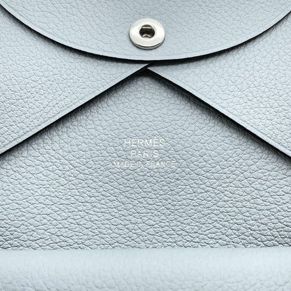 エルメス コインケース カルヴィ デュオ ブルーグラシエ/シルバー金具 エバーカラー W刻印 財布