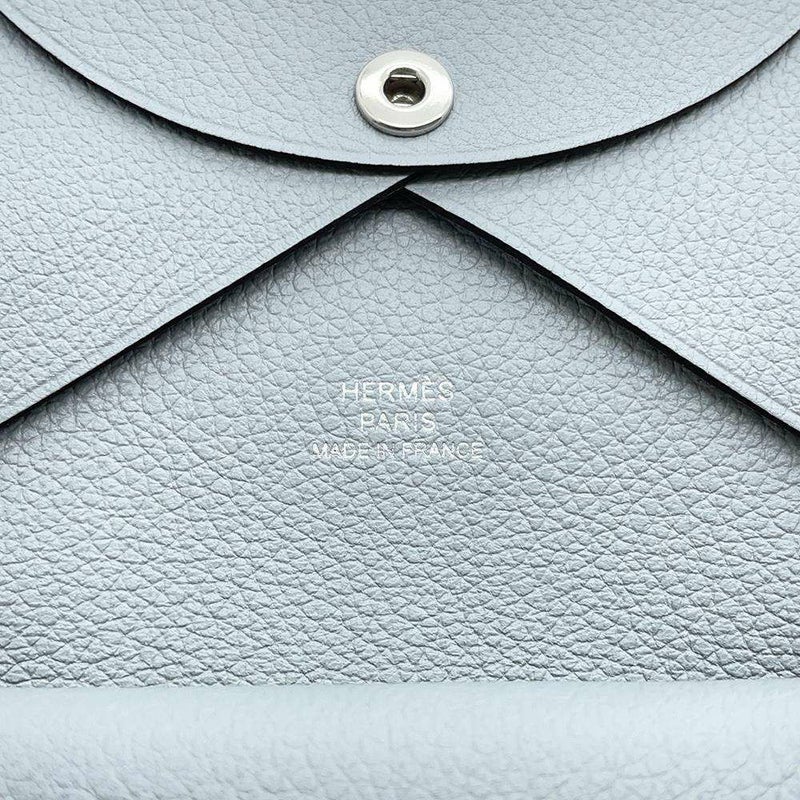 エルメス コインケース カルヴィ デュオ ブルーグラシエ/シルバー金具 エバーカラー W刻印 財布