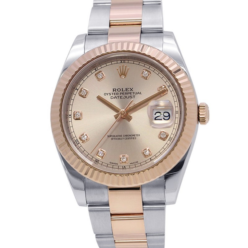 ロレックス デイトジャスト41 SS/K18PGピンクゴールド 10Pダイヤ ランダムシリアル 126331G ROLEX 腕時計 サンダスト文字盤