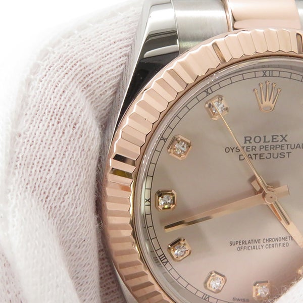 ロレックス デイトジャスト41 SS/K18PGピンクゴールド 10Pダイヤ ランダムシリアル 126331G ROLEX 腕時計 サンダスト文字盤