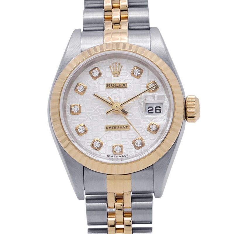 ロレックス デイトジャスト SS/K18YGイエローゴールド 10Pダイヤ P番 179173G ROLEX 腕時計 シルバー文字盤 コンピューター