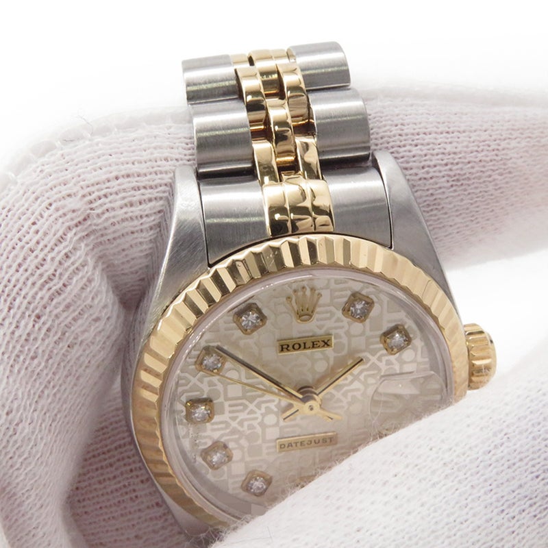 ロレックス デイトジャスト SS/K18YGイエローゴールド 10Pダイヤ P番 179173G ROLEX 腕時計 シルバー文字盤 コンピューター