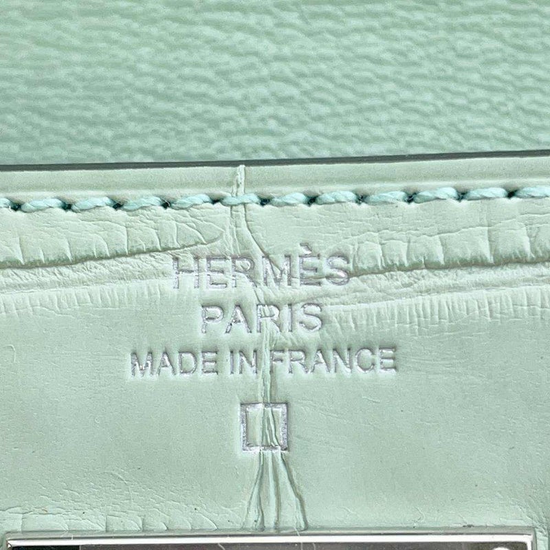 エルメス ケリーウォレット ロング トゥーゴー ヴェールデュー/シルバー金具 アリゲーターマット B刻印 財布