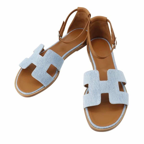エルメス サンダル サントリーニ デニム レディースサイズ38 HERMES 靴