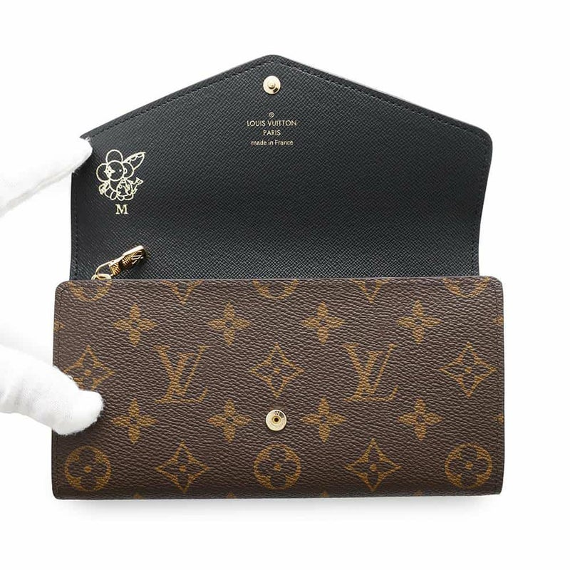 ルイヴィトン 長財布 モノグラム・ジャイアント ポルトフォイユ・サラ M80726 ブラック 黒 イニシャル入り