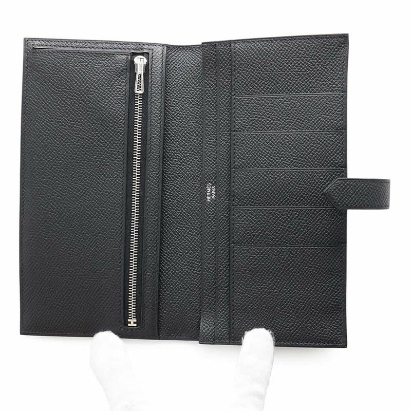 エルメス 長財布 ベアンスフレ ブラック/モノクローム金具 エプソン W刻印 HERMES 財布 黒